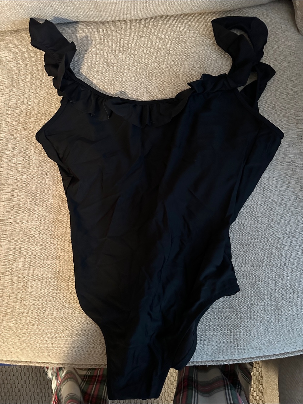 Jcrew Black Ruffled Strap One-Piece Swimsuit